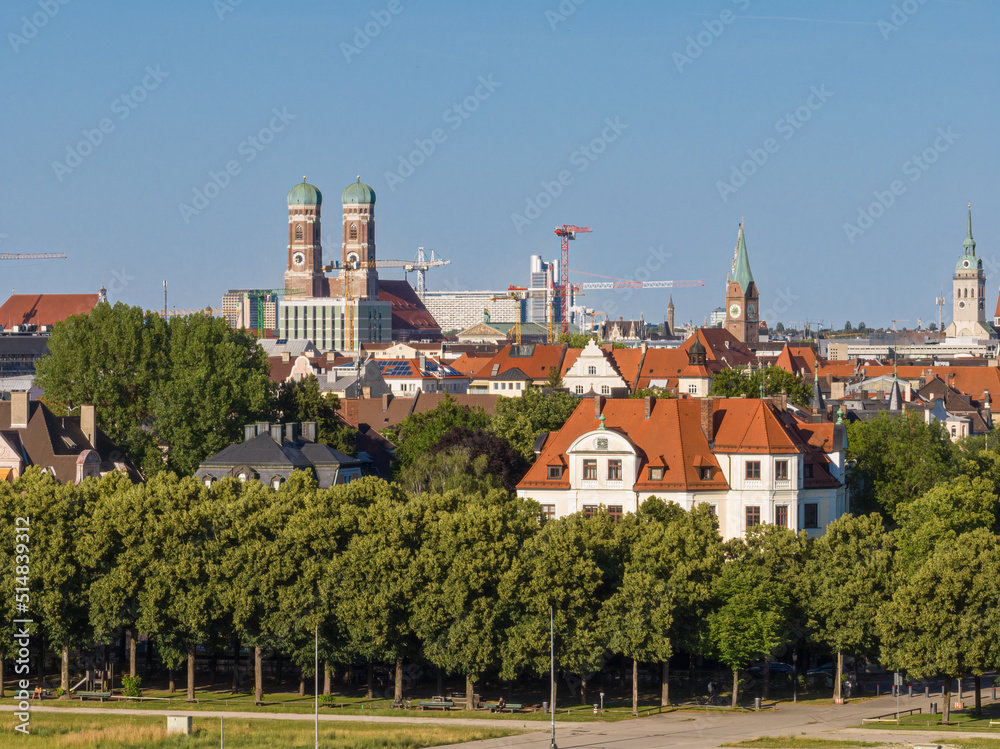 Skyline of Munich with the famous landmark Frauenkirche