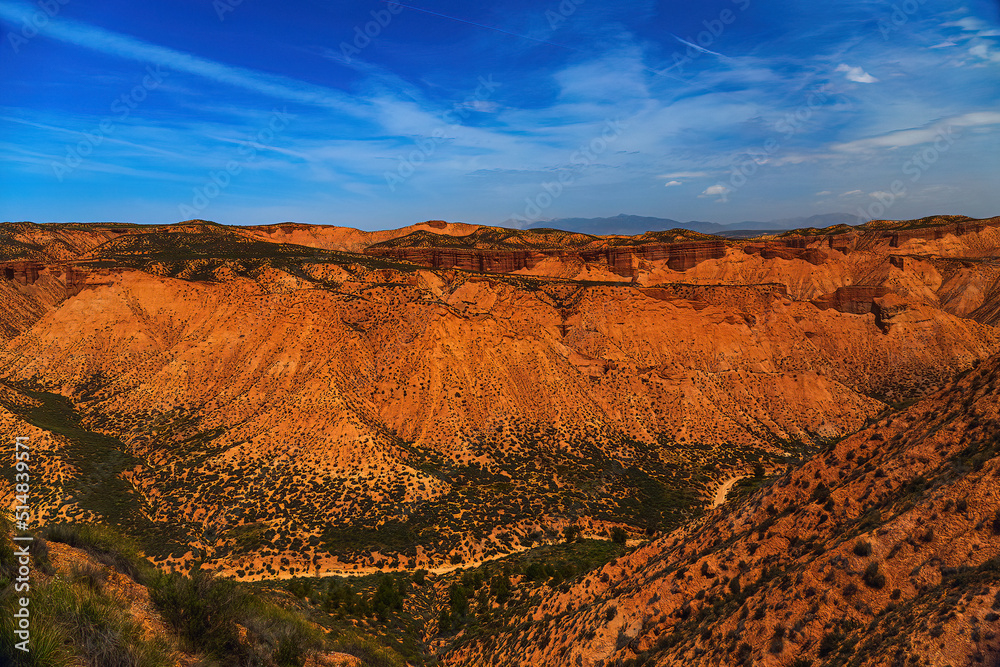 Gorafe is a large red-coloured canyon in Andalusia, Spain, through which several off-road routes lead