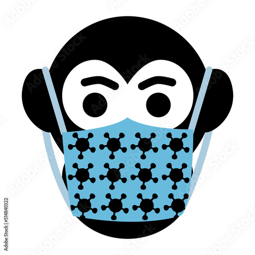 Monkeypox virus outbreak icon. Gorilla in face mask. Health monkey pox emergency. Viral dangerous smallpox infection
