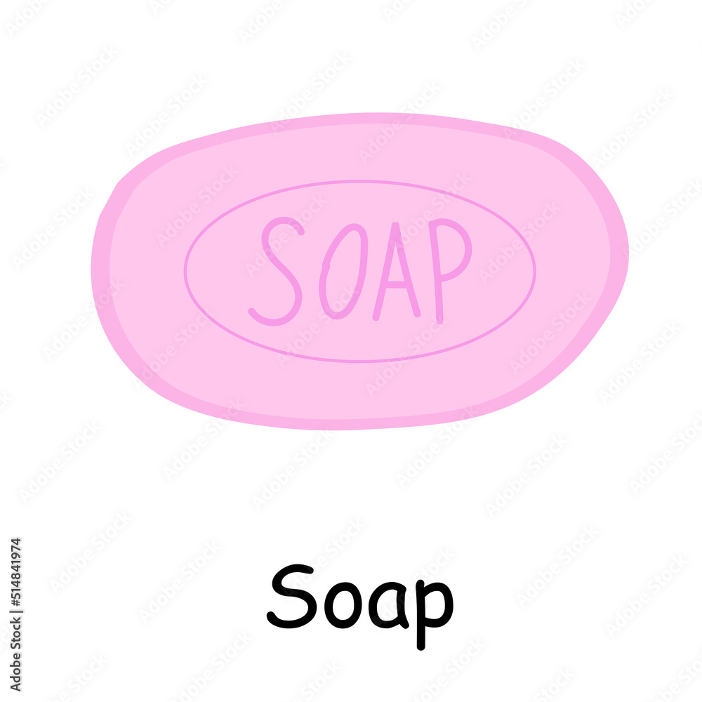 Bathroom elements illustration pink hand soap piece. Bathroom illustration Bathroom elements illustration pink hand soap piece. Bathroom illustration