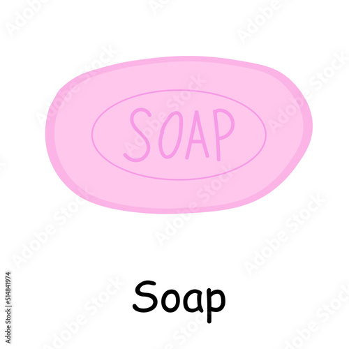 Bathroom elements illustration pink hand soap piece. Bathroom illustration