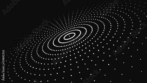 Vector digital disk with dots. Futuristic black and white circular wave. The concept of big data. The wave effect of the web. 3D rendering