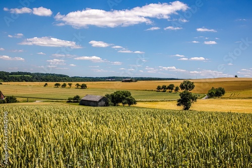 A Hut in the Fields, Landscape in Hohenlohe, Baden-Württemberg, Germany, Europe.