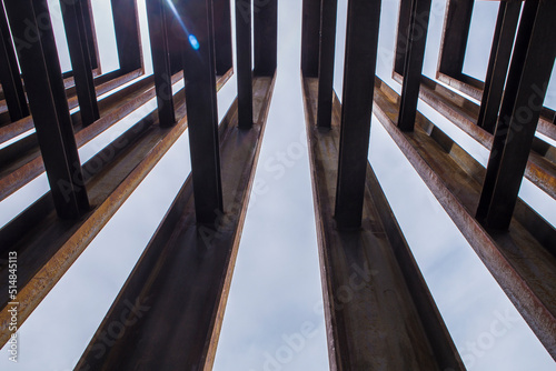Metallic framework replacing medieva wall. Plasencia, Spain photo