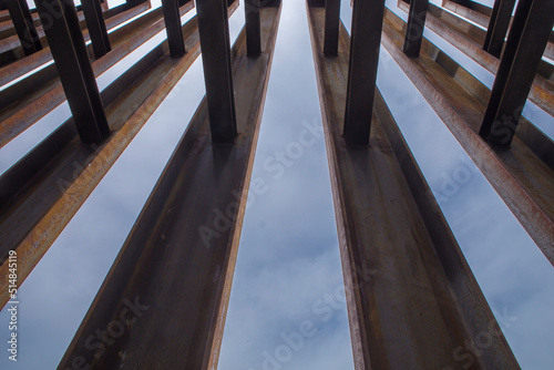 Metallic framework replacing medieva wall. Plasencia, Spain photo
