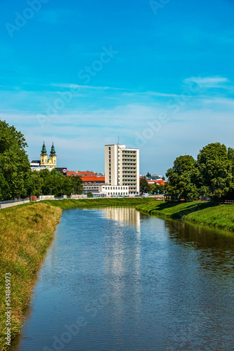 View of the Slovak city of Nitra. View of the Catholic castle and the Nitra river. © Nataliia