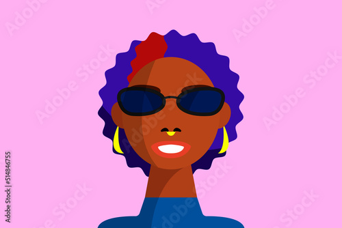 Black woman with sun glasses and colorful hair icon