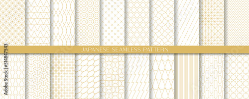 幾何学模様のシームレスパターン（シンプルな線画）