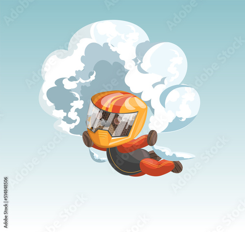 Vector image of a bear in an outfit that flogs in the air. Concept. Cartoon style. EPS 10