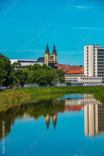 View of the Slovak city of Nitra. View of the Catholic castle and the Nitra river. © Nataliia