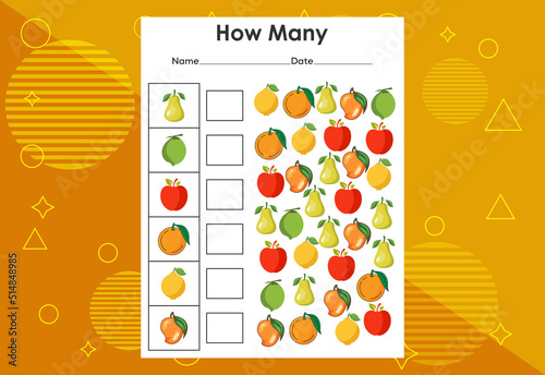 How many objects task. Educational children's game worksheet