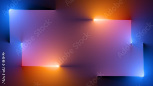 3d render, abstract geometric neon gradient background