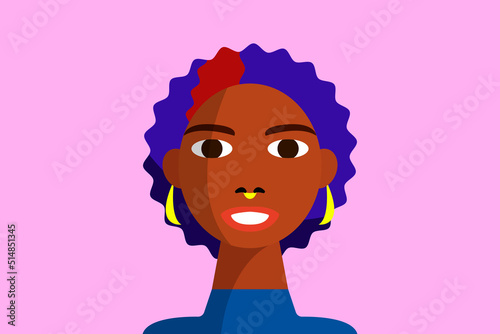 Black woman with colorful hair icon