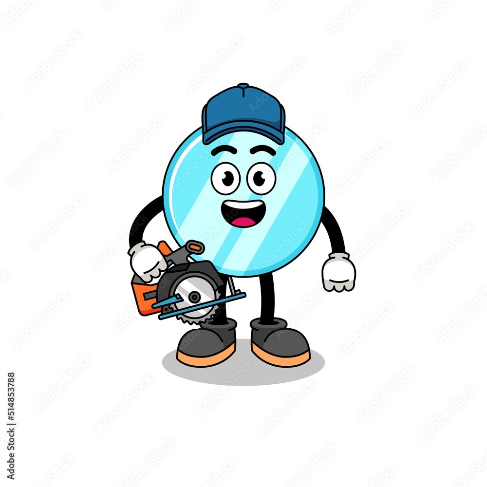 Cartoon Illustration of mirror as a woodworker Cartoon Illustration of mirror as a woodworker