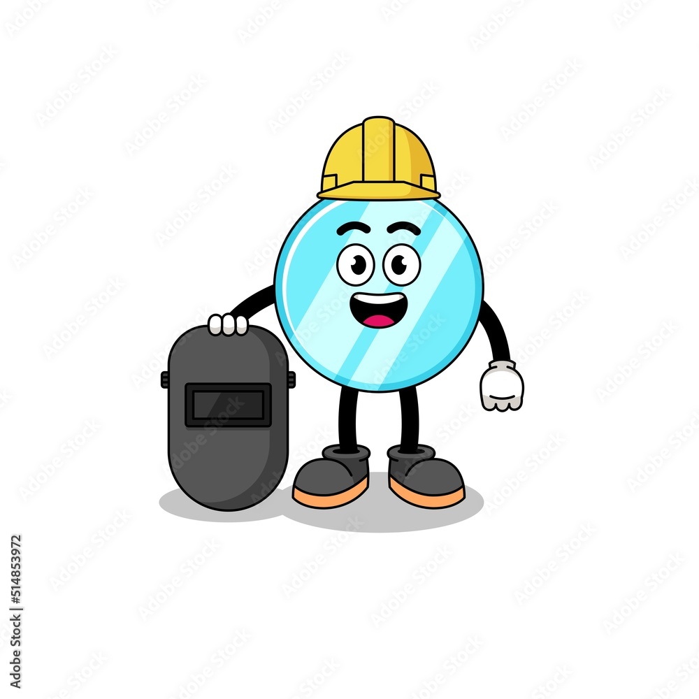 Fototapeta premium Mascot of mirror as a welder