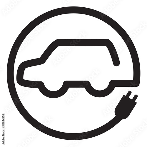 Icono circular cargador de coche eléctrico con enchufe