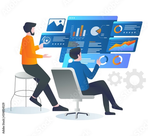 Two men controlling data analysis