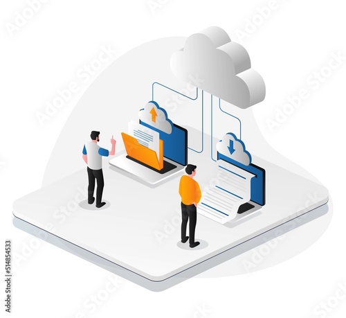 The team is waiting for the data upload and download process on the cloud server