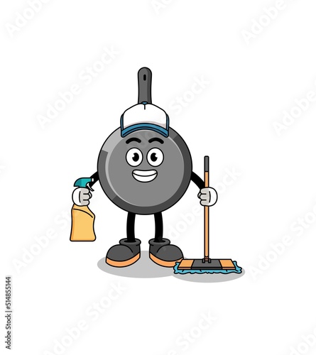 Character mascot of frying pan as a cleaning services
