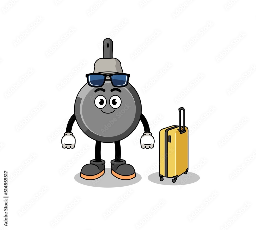 Fototapeta premium frying pan mascot doing vacation
