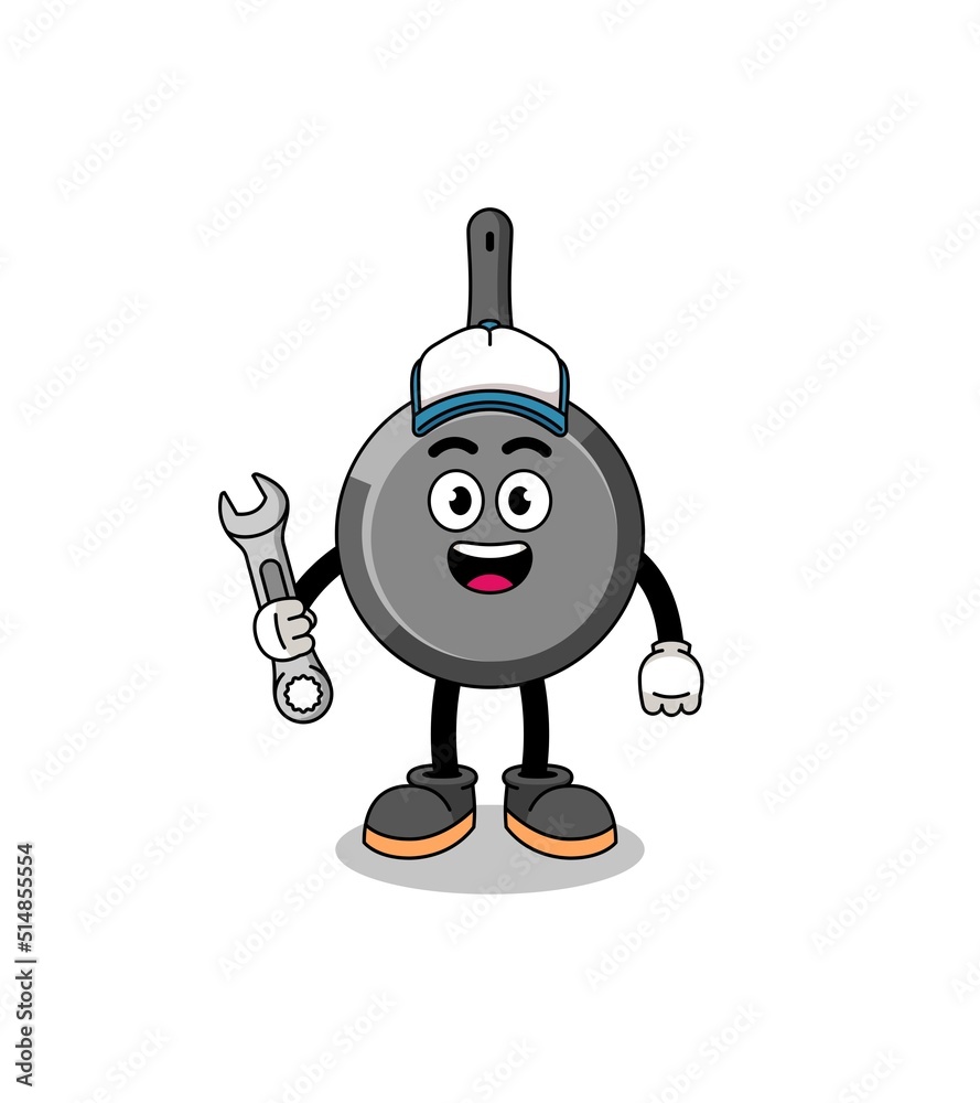 frying pan illustration cartoon as a mechanic frying pan illustration cartoon as a mechanic
