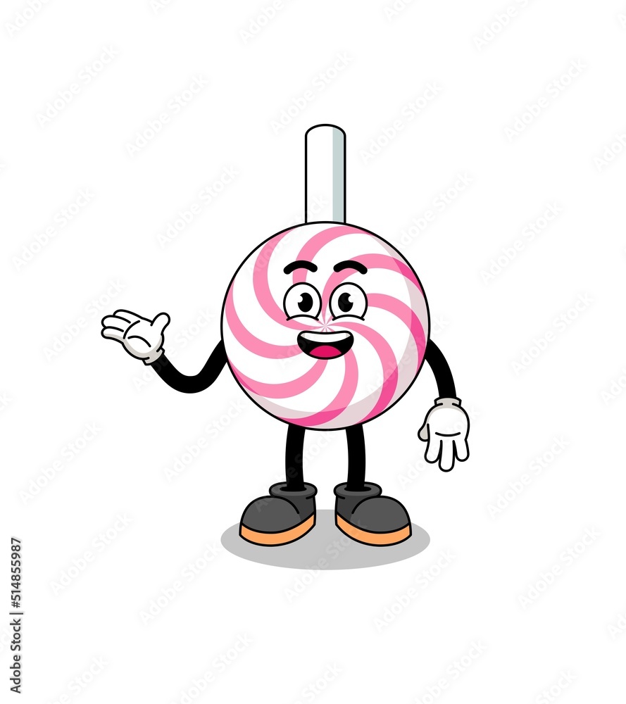 lollipop spiral cartoon with welcome pose lollipop spiral cartoon with welcome pose