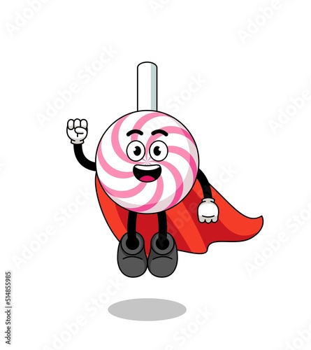 lollipop spiral cartoon with flying superhero