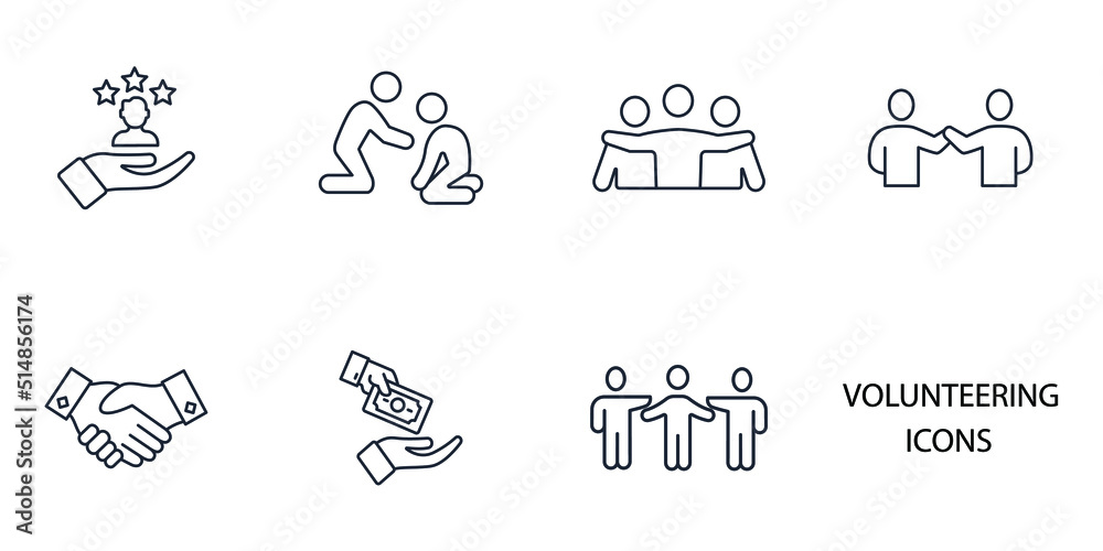 Volunteer Aid Assisstant icons set . Volunteer Aid Assisstant pack symbol vector elements for infographic web