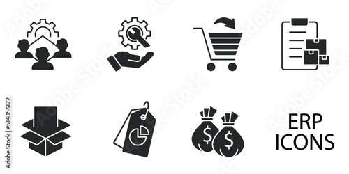 Enterprise resource planning icons set . Enterprise resource planning pack symbol vector elements for infographic web
