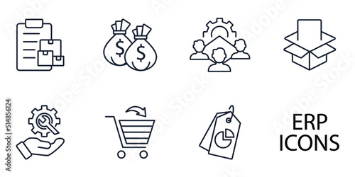 Enterprise resource planning icons set . Enterprise resource planning pack symbol vector elements for infographic web