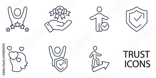 trust building icons set . trust building pack symbol vector elements for infographic web