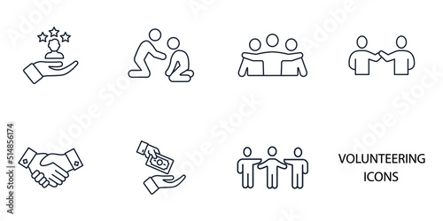 Volunteer Aid Assisstant icons set . Volunteer Aid Assisstant pack symbol vector elements for infographic web