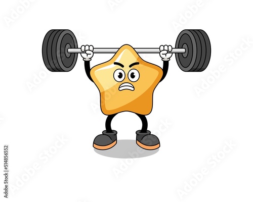 star mascot cartoon lifting a barbell