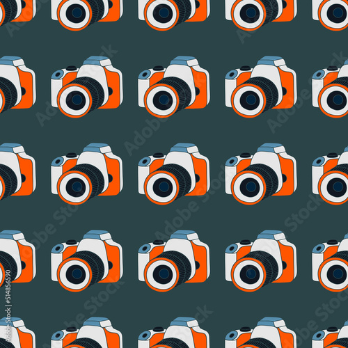 Seamless vector illustration with photo cameras.