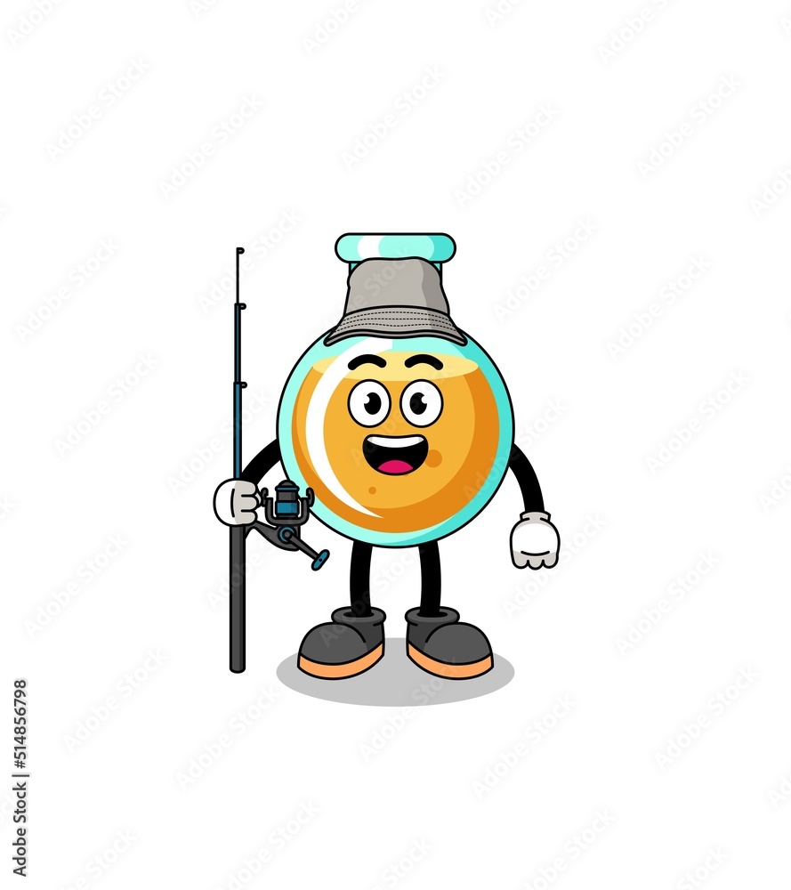 Mascot Illustration of lab beakers fisherman