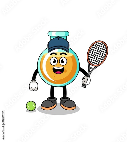 lab beakers illustration as a tennis player