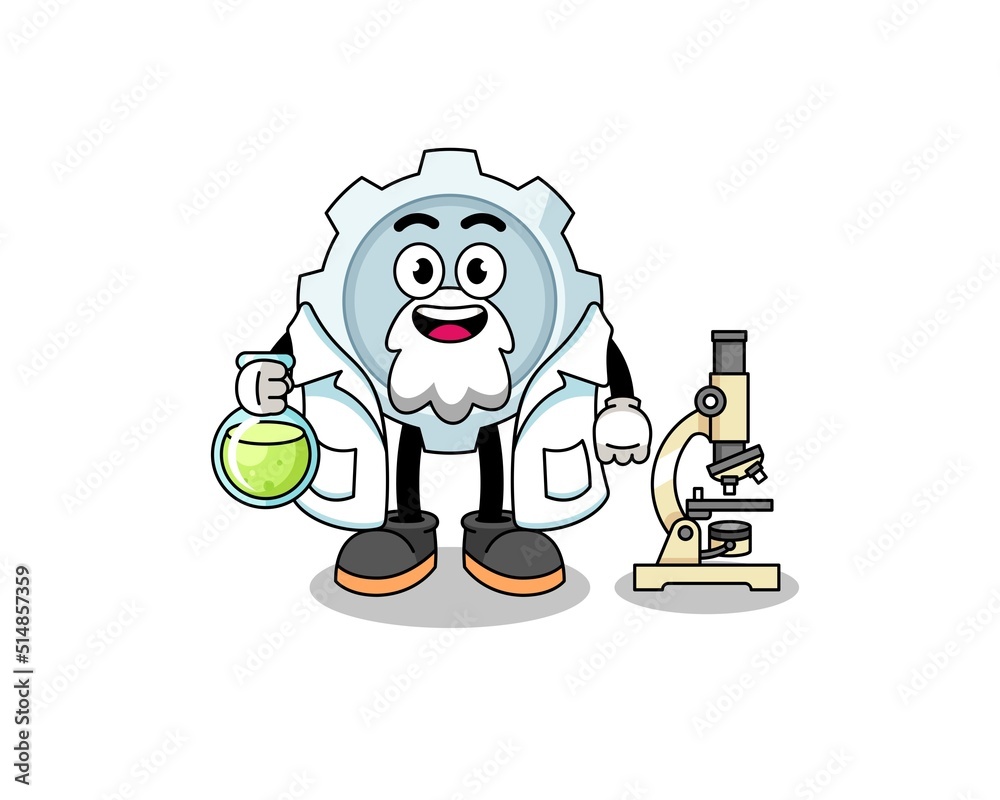 Mascot of gear as a scientist Mascot of gear as a scientist