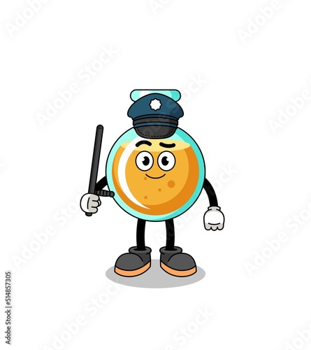 Cartoon Illustration of lab beakers police