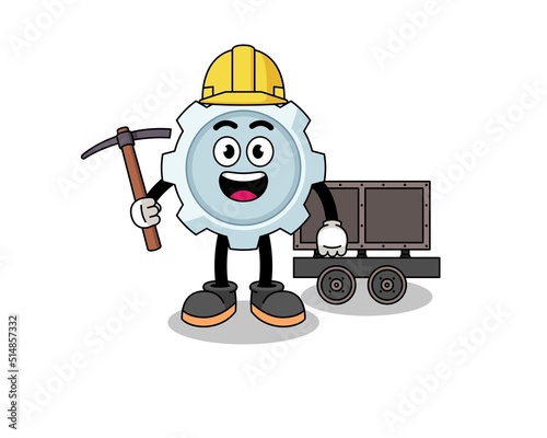 Mascot Illustration of gear miner