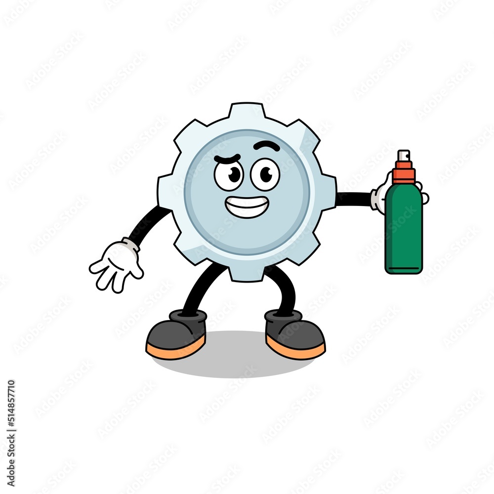gear illustration cartoon holding mosquito repellent gear illustration cartoon holding mosquito repellent