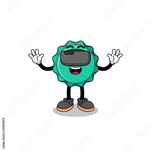 Illustration of bottle cap with a vr headset