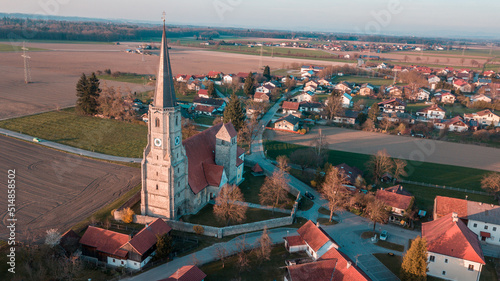 Принти на полотні Drone photography of a typical town in Bayern, Bad füssing, Passau, Germany