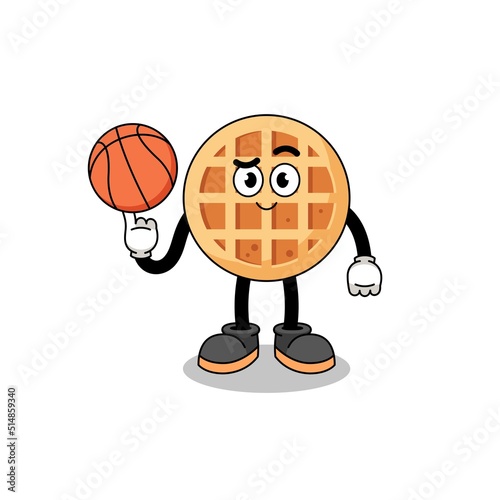 circle waffle illustration as a basketball player
