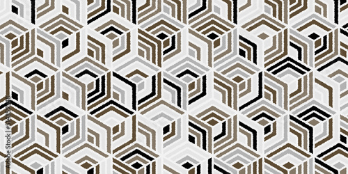 Geometric pattern with wavy stripes lines polygonal shape of gray and gold background