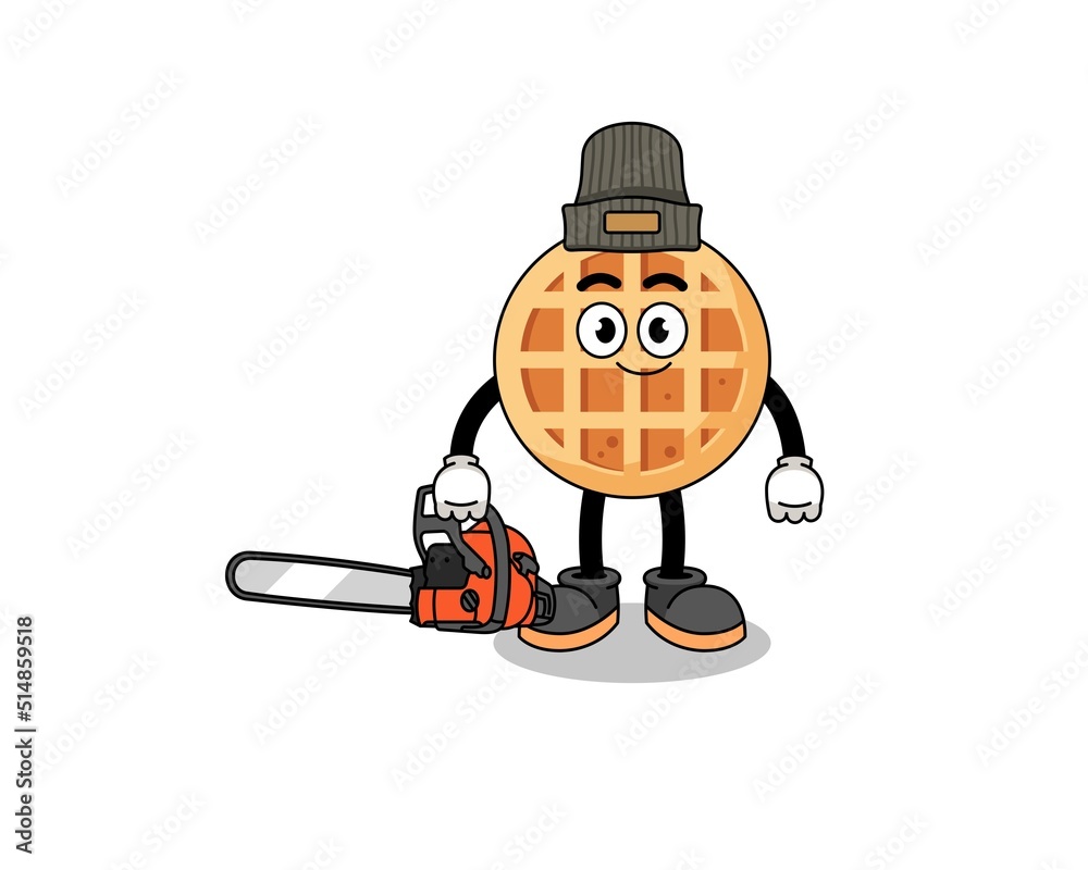 Fototapeta premium circle waffle illustration cartoon as a lumberjack