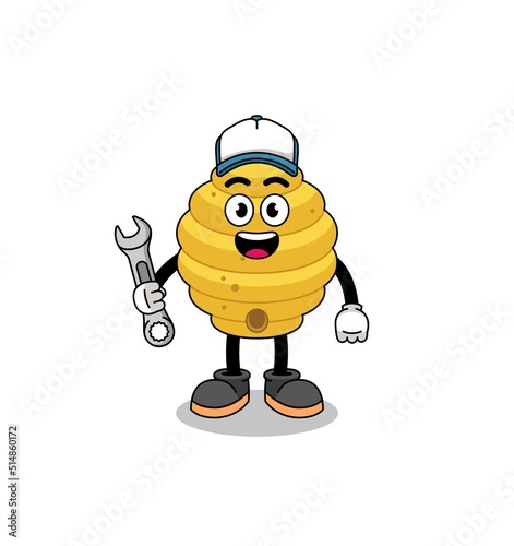 bee hive illustration cartoon as a mechanic