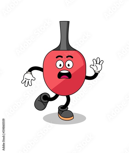 slipping table tennis racket mascot illustration
