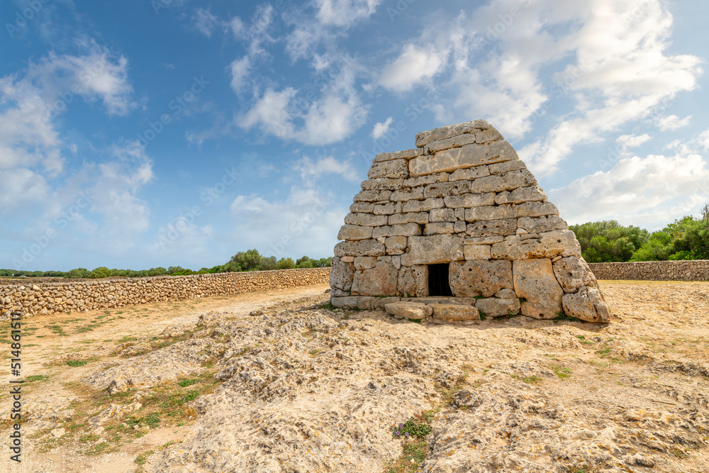 The Naveta des Tudons, an ancient megalithic monument and funeral tomb on the island of Menorca, Spain.