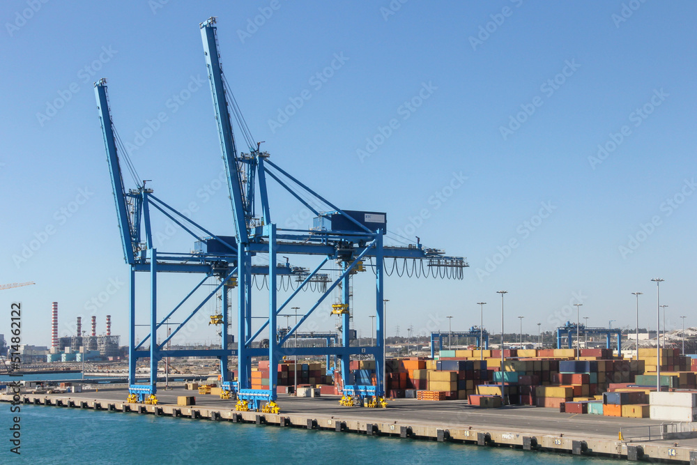 Cranes at a container port, Civitavecchia, Italy