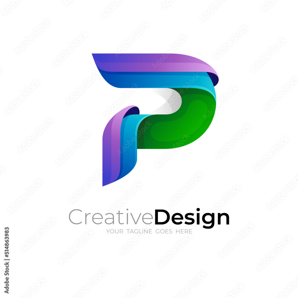Letter P logo and 3d colorful design template, modern icons Letter P logo and 3d colorful design template, modern icons
